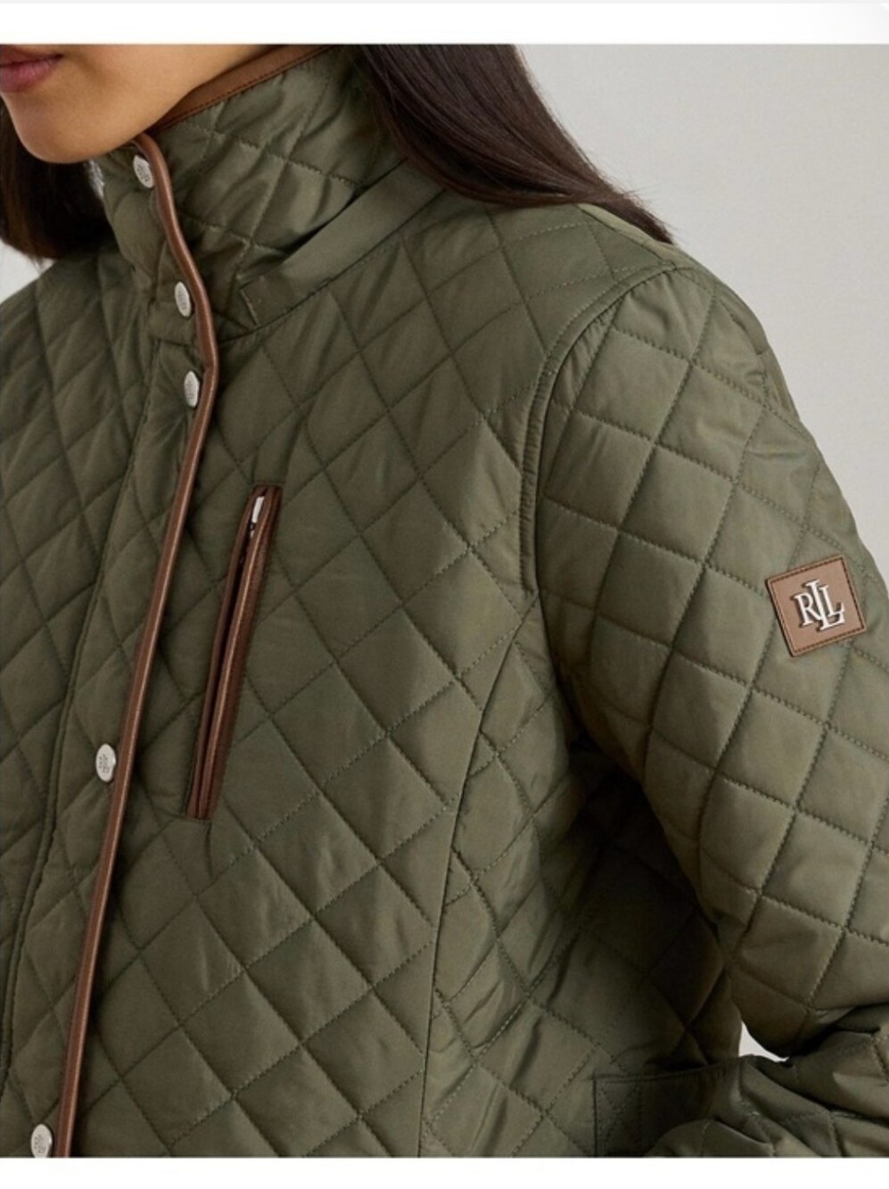 Lauren Ralph Lauren Olive Quilted Barn Coat Field Jacket Women XL - Picture 12 of 14